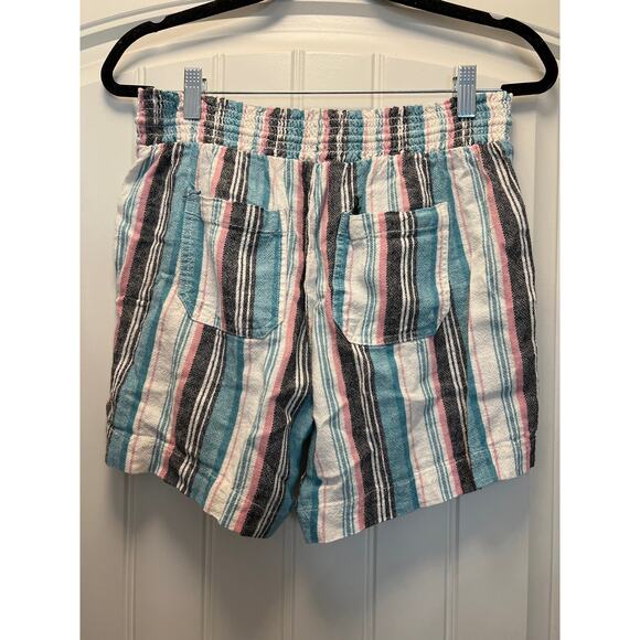 Briggs Women’s Striped Linen Blend Pull On Summer Shorts Size‎ S Blue White - Picture 3 of 4